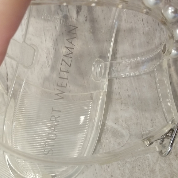 💕STUART WEITZMAN💕 Goldie Jelly Sandal Thong ~ Clear Pearl Embellishments 12 - Picture 14 of 15